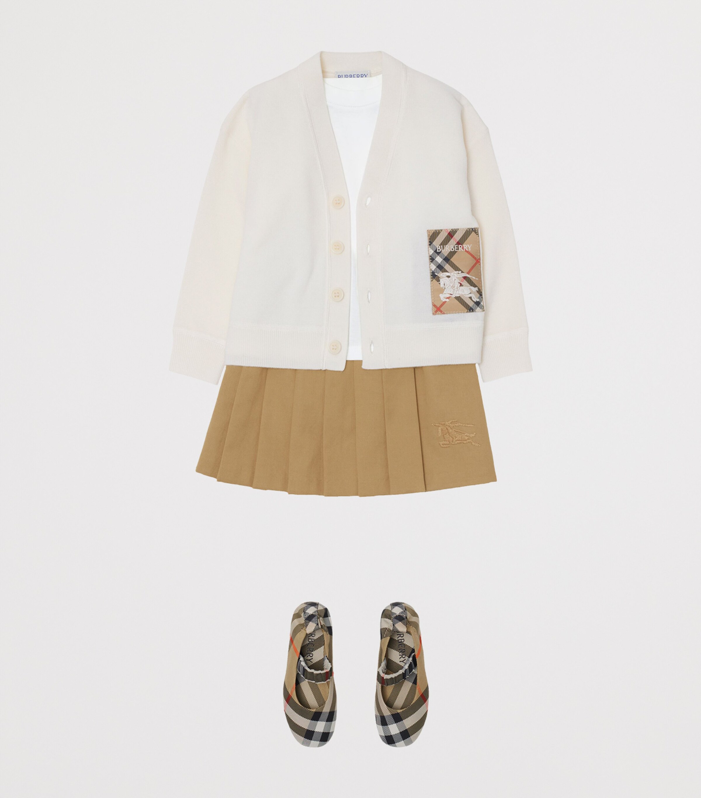 Wool Check-Patch Cardigan (6-24 Months) IVORY Image 3