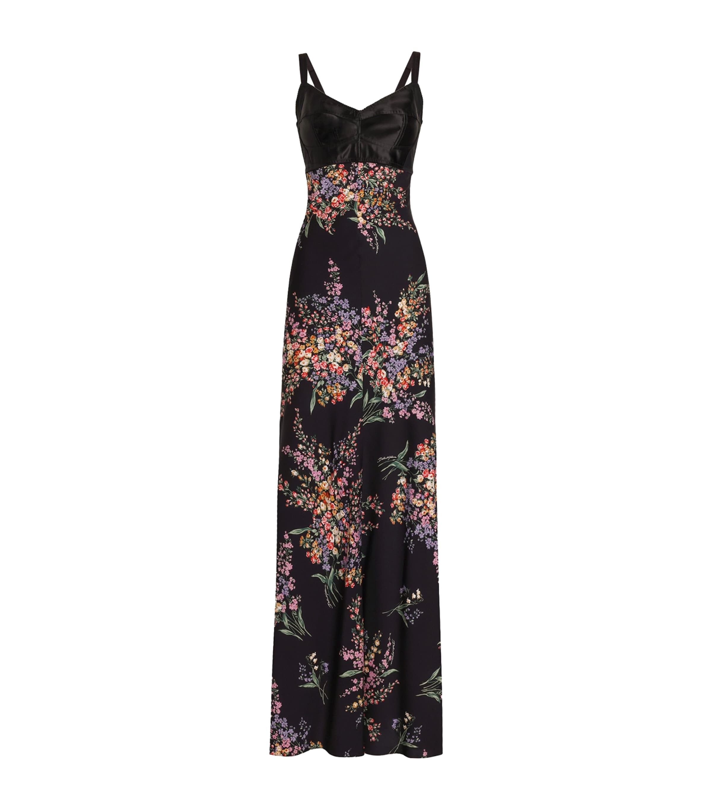 Dolce&Gabbana Womens Silk-Blend Floral Maxi Dress Mazz Image 1