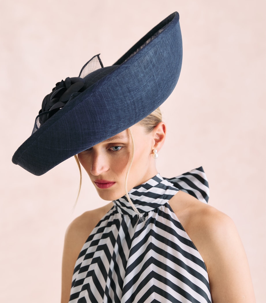 Rachel Trevor-Morgan Straw Camelias and Bow Fascinator Navy Image 1