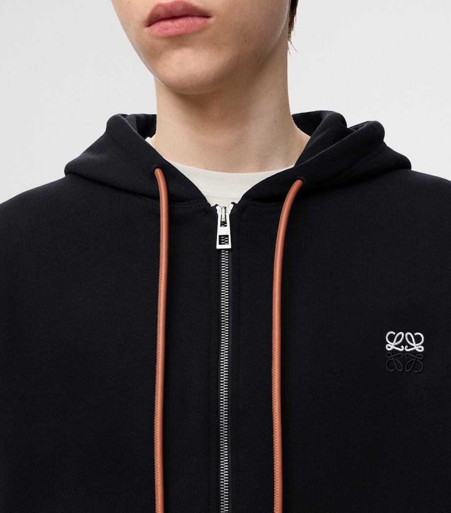 LOEWE Mens Cotton-Blend Anagram Hoodie Black Image 5