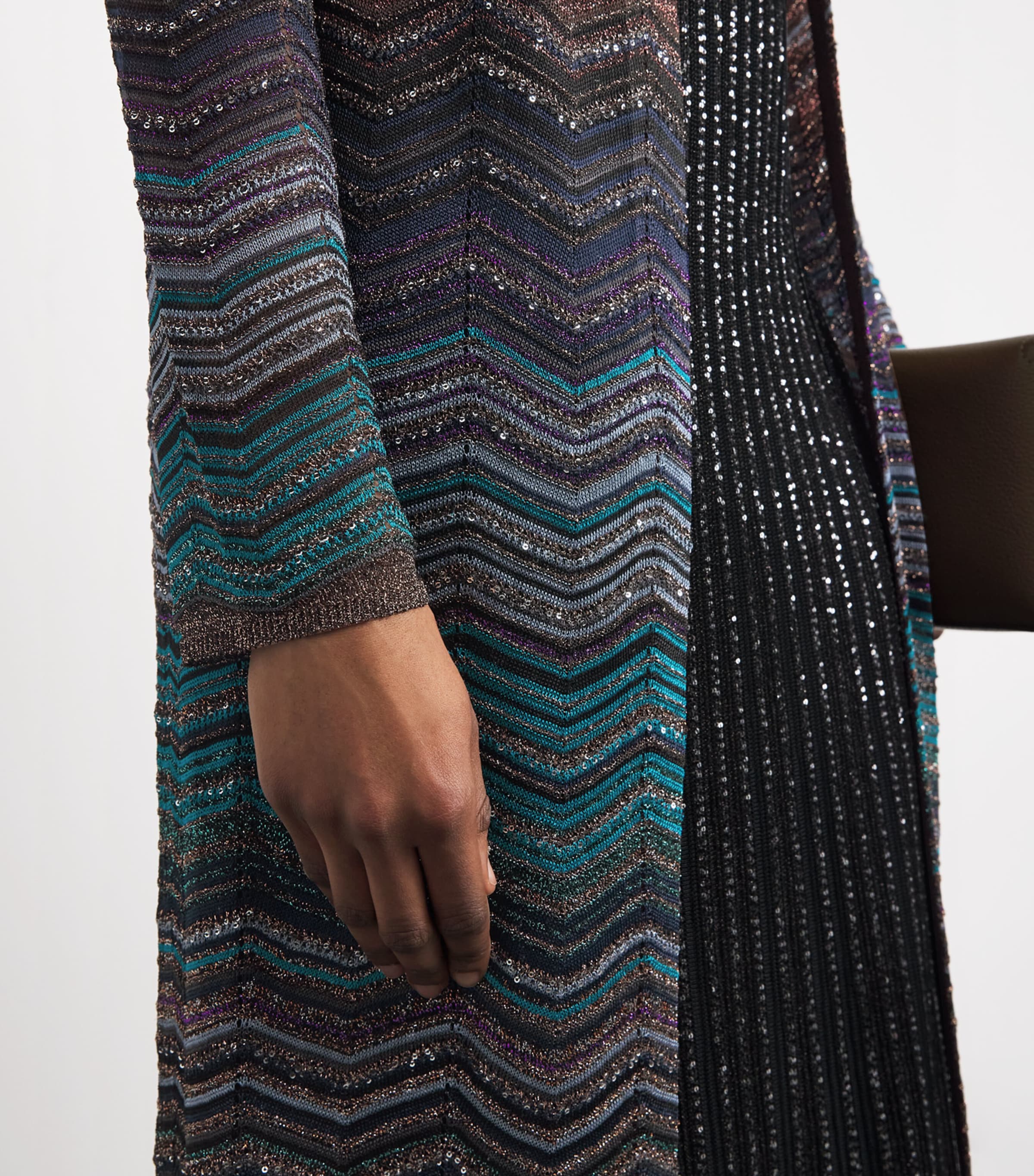 Embellished Zigzag Long Cardigan SM9ZT DARK/BLUE TONE Image 4