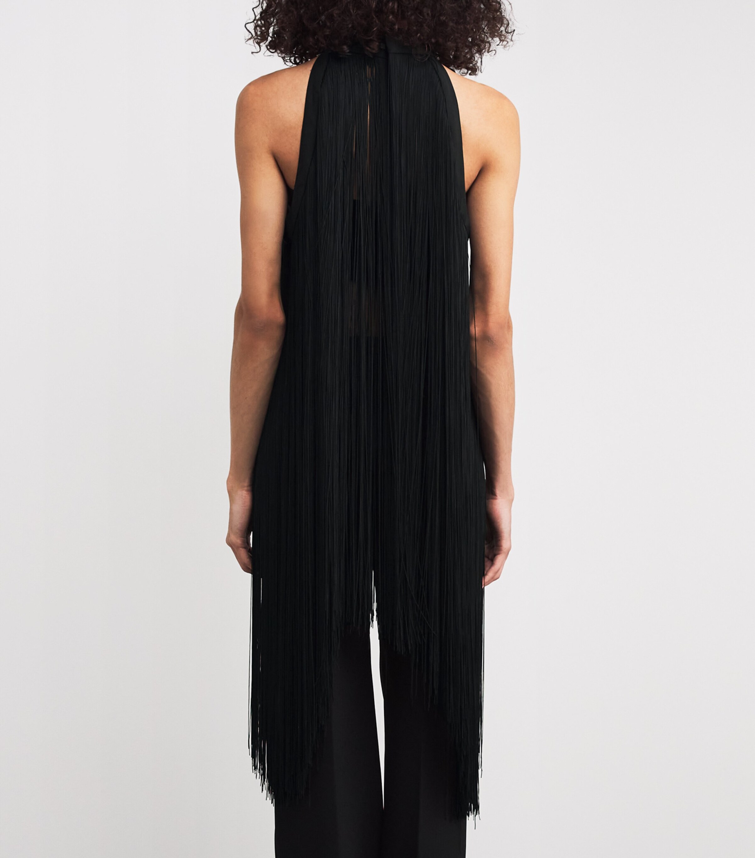 CAMILLA AND MARC Womens Fringed Zuri Halter Top Dblk Black Image 4