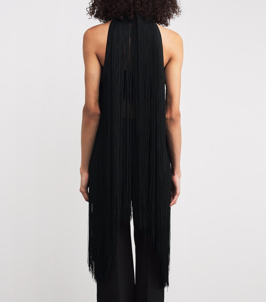 CAMILLA AND MARC Womens Fringed Zuri Halter Top Dblk Black Image 4