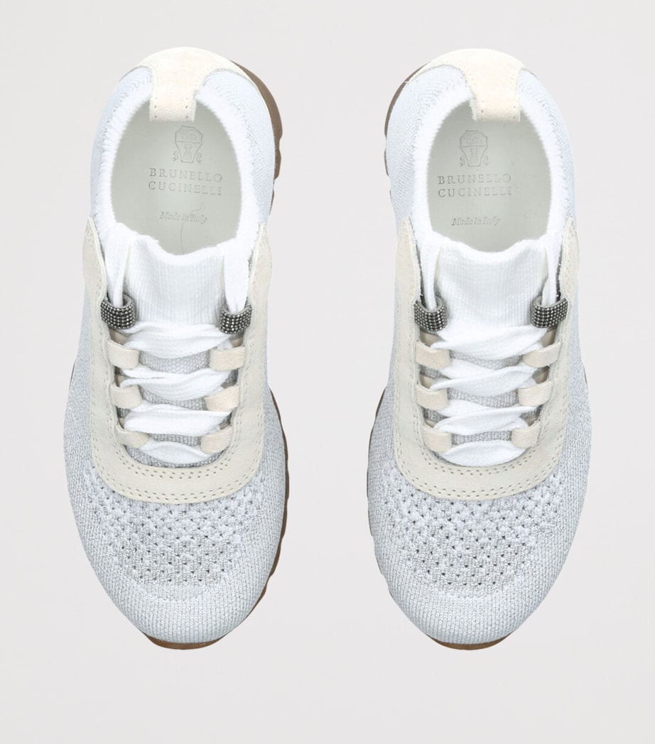 Knitted Monili-Embellished Sneakers WHITE/OTH Image 4