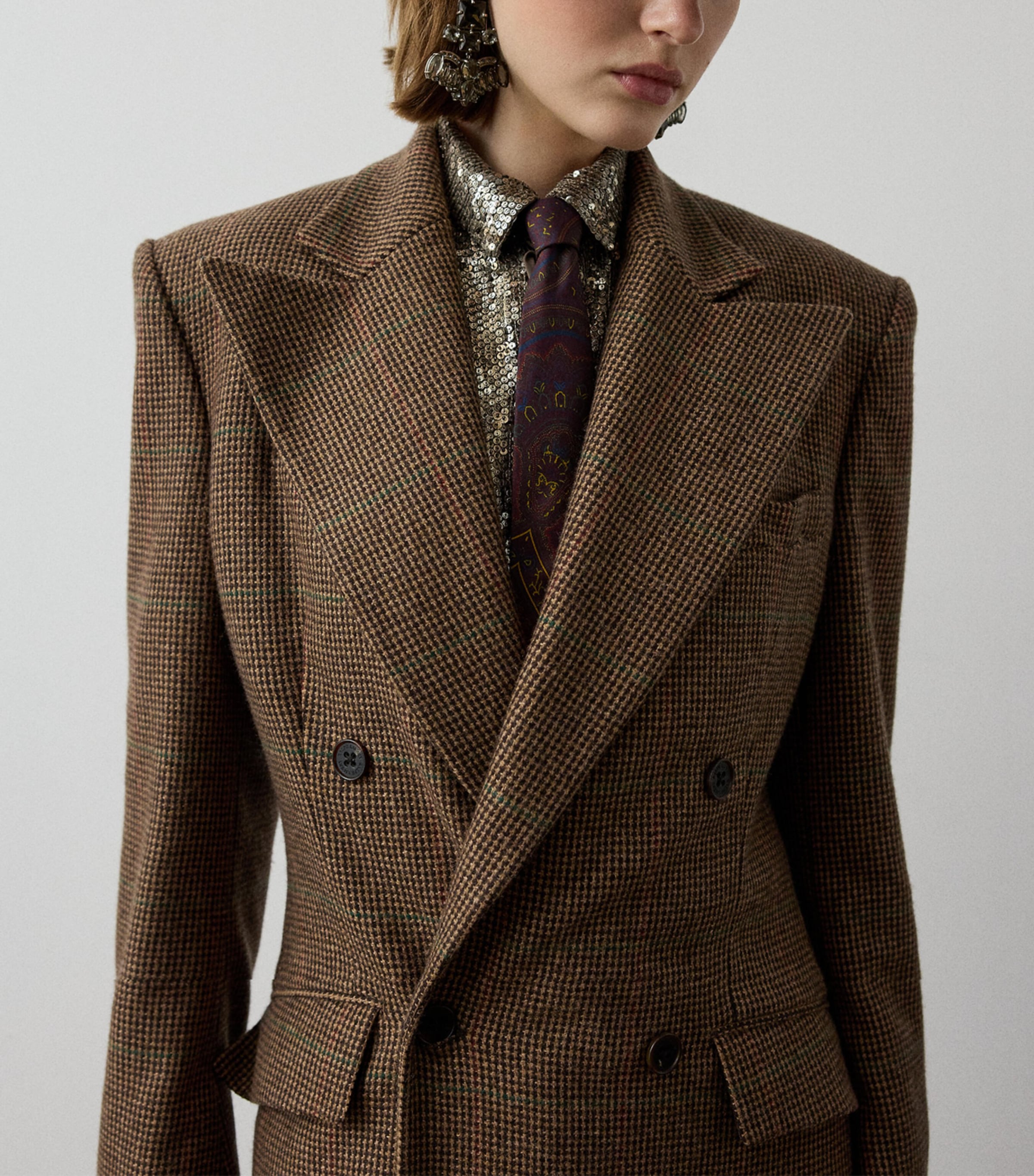 Ralph Lauren Collection Womens Tweed Overcoat Brown Multi Image 6