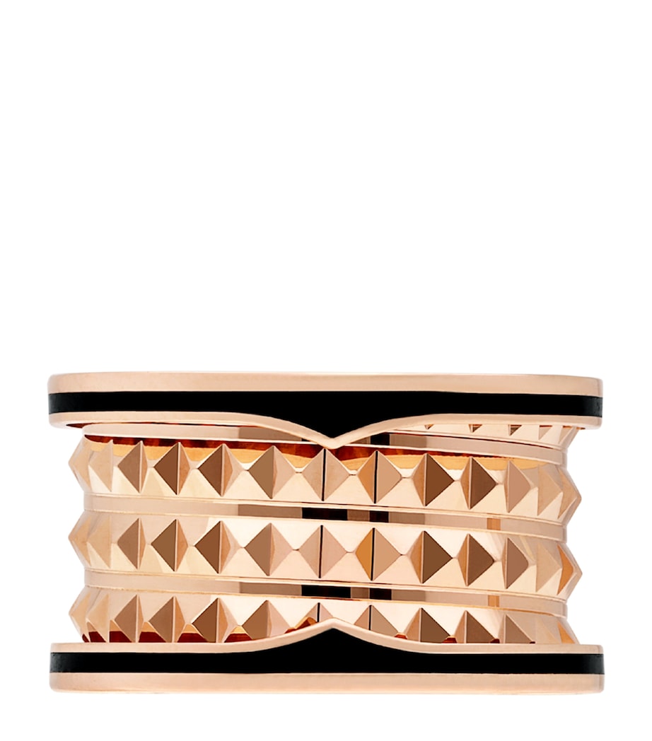 Bvlgari Rose Gold and Black Ceramic B.zero1 Rock Four-Band Ring Pink Gold Image 1