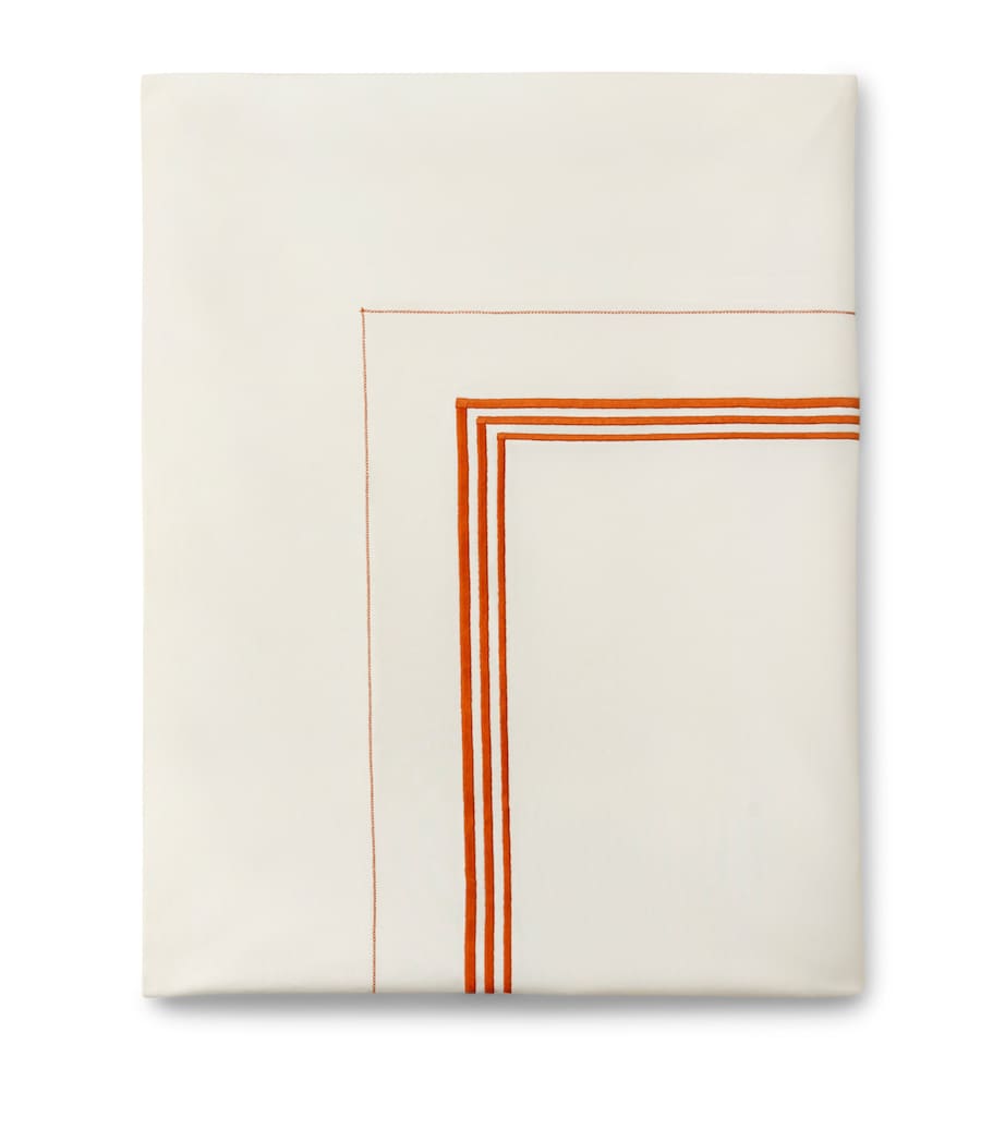 Pratesi Tre Righe King Flat Sheet (275cm x 275cm) Ivory/orange Image 1
