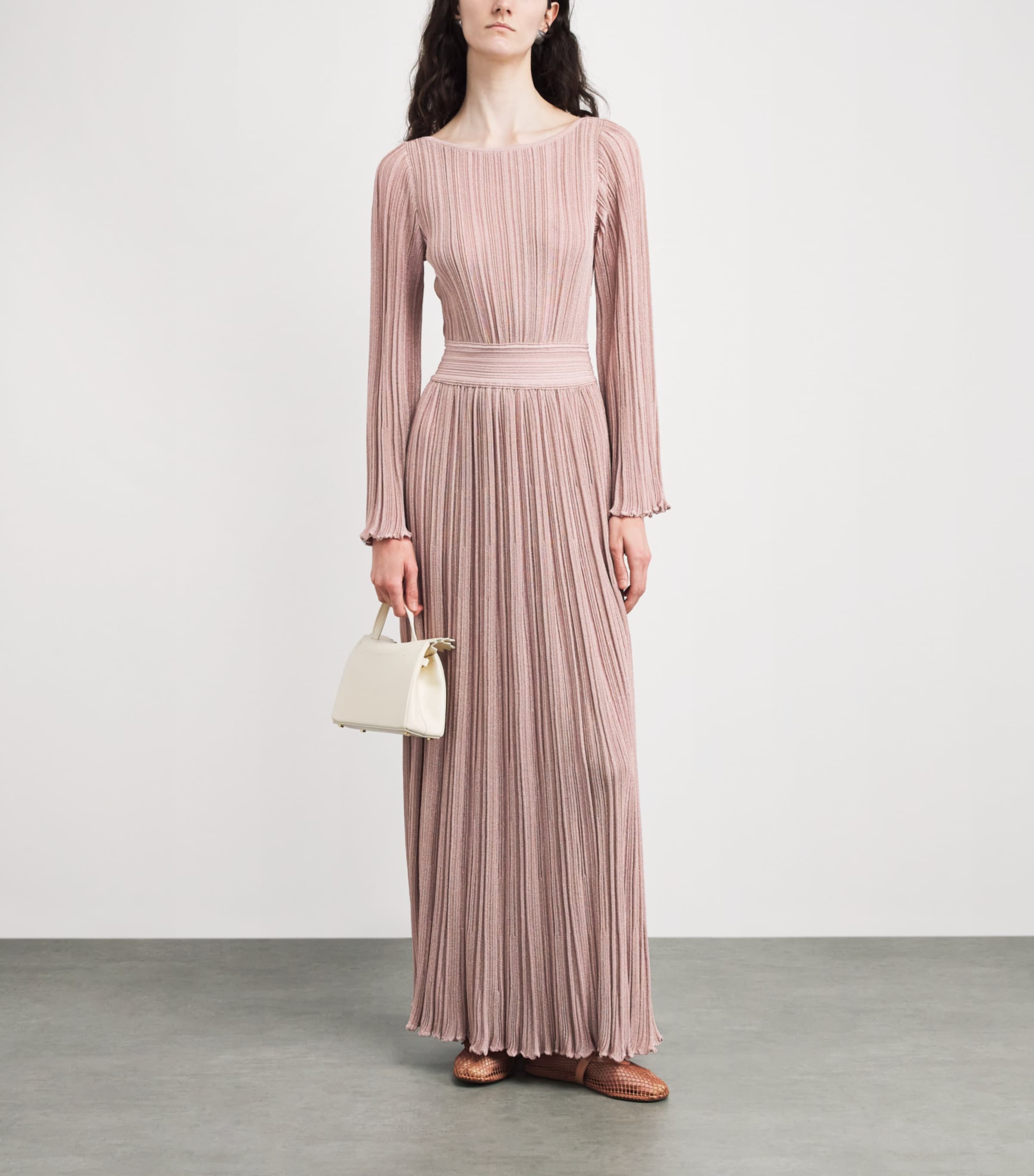 VALENTI Womens Knit Metallic Maxi Dress Candy Pink Image 2