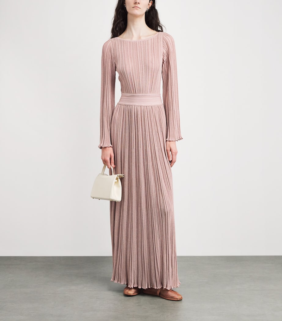 VALENTI Womens Knit Metallic Maxi Dress Candy Pink Image 2