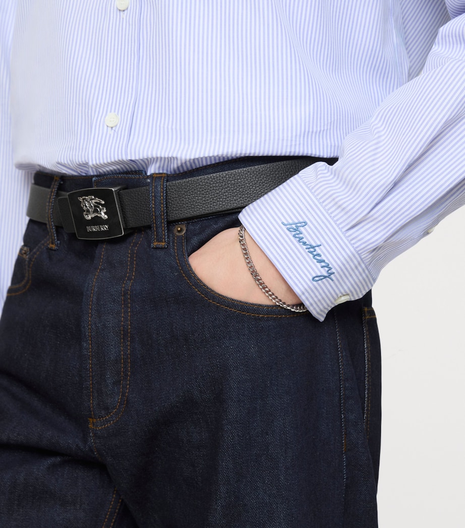 Cotton Poplin Stripe Shirt RAIN WHITEBRLLNT BL Image 3