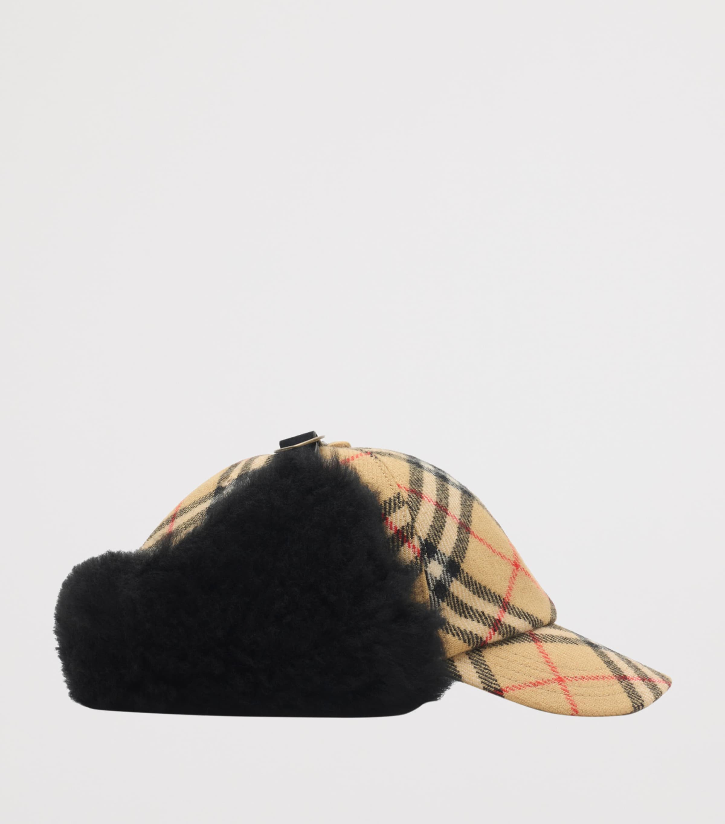 Wool Check Trapper Cap SAND IP CHECK Image 2