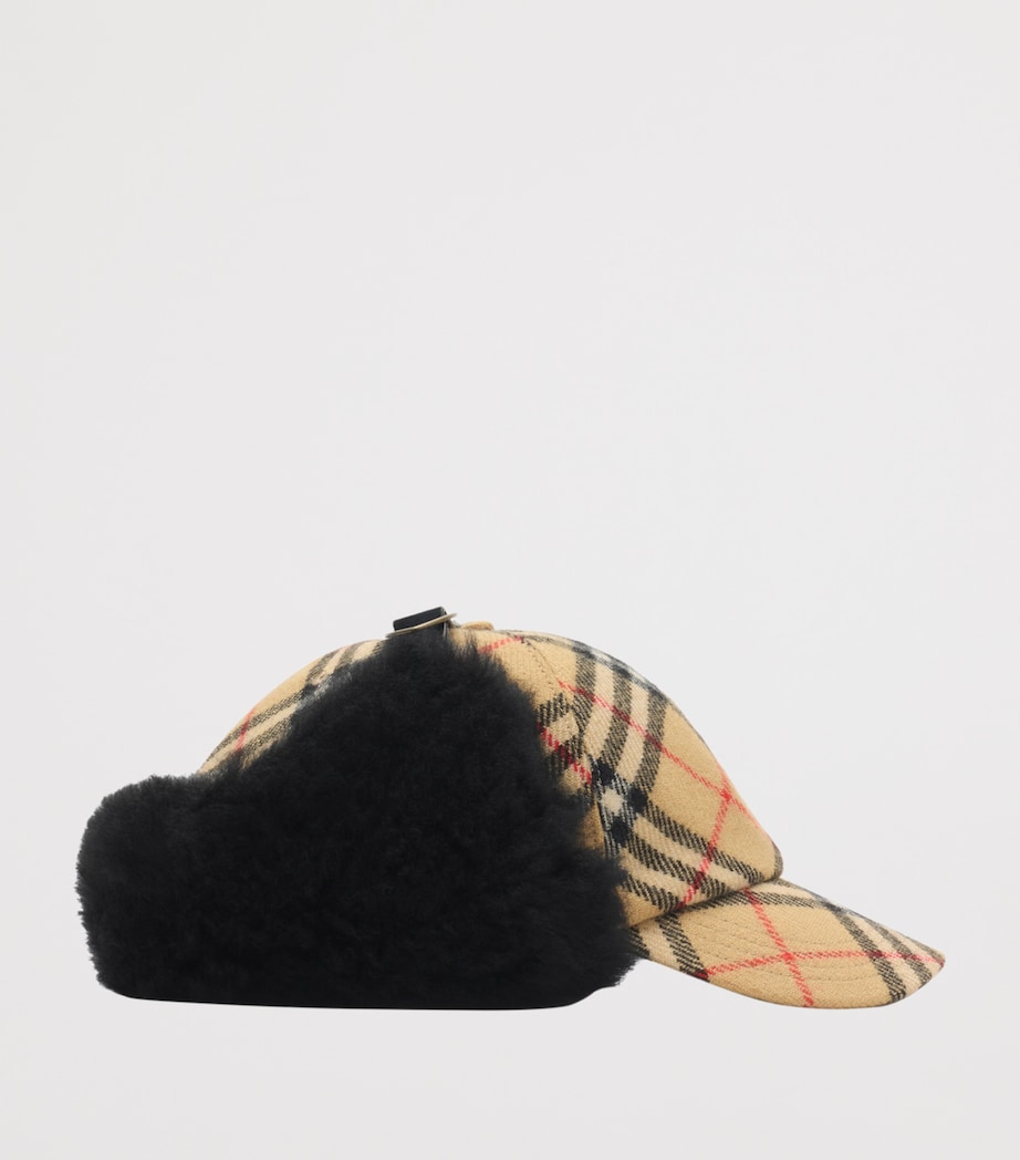 Wool Check Trapper Cap SAND IP CHECK Image 2