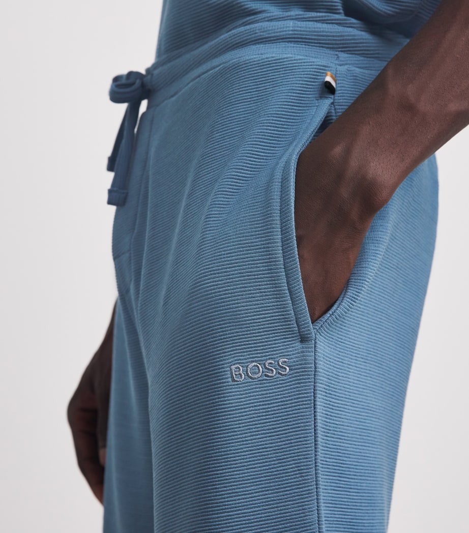 BOSS Mens Rib-Knit Logo Shorts Light/pastel Blu Image 3