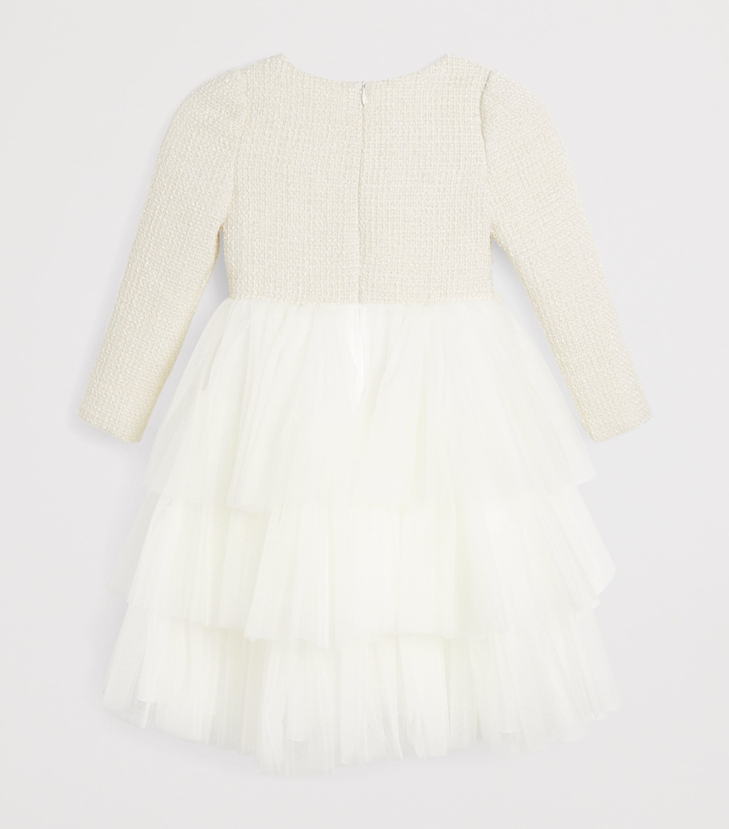 Long-Sleeve Ruffle Dress (2-14 Years) CREAM Image 2