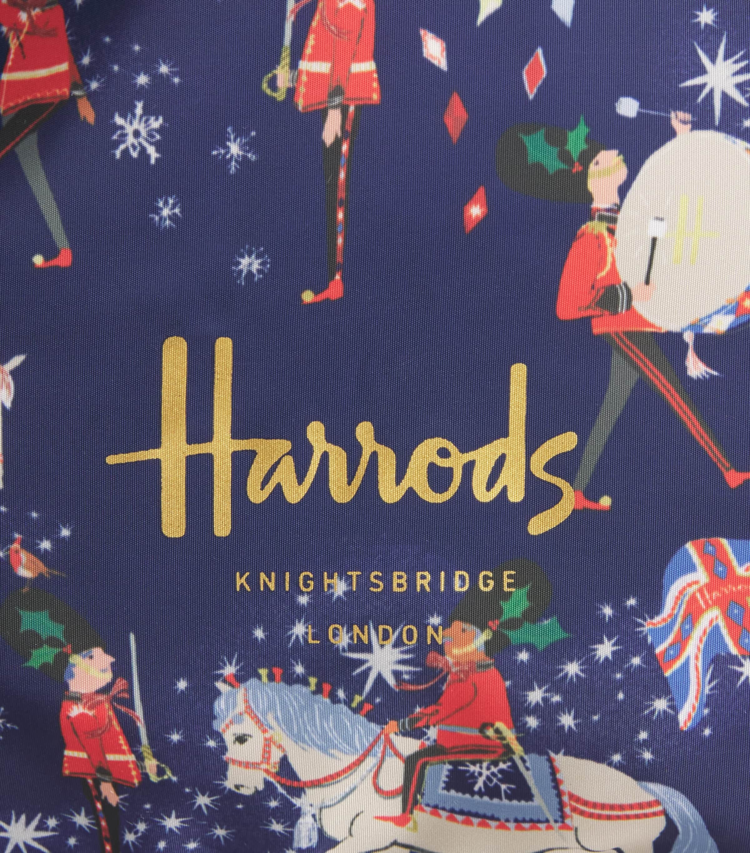 Harrods Christmas Carousel Pocket Shopper Bag Navy Image 3