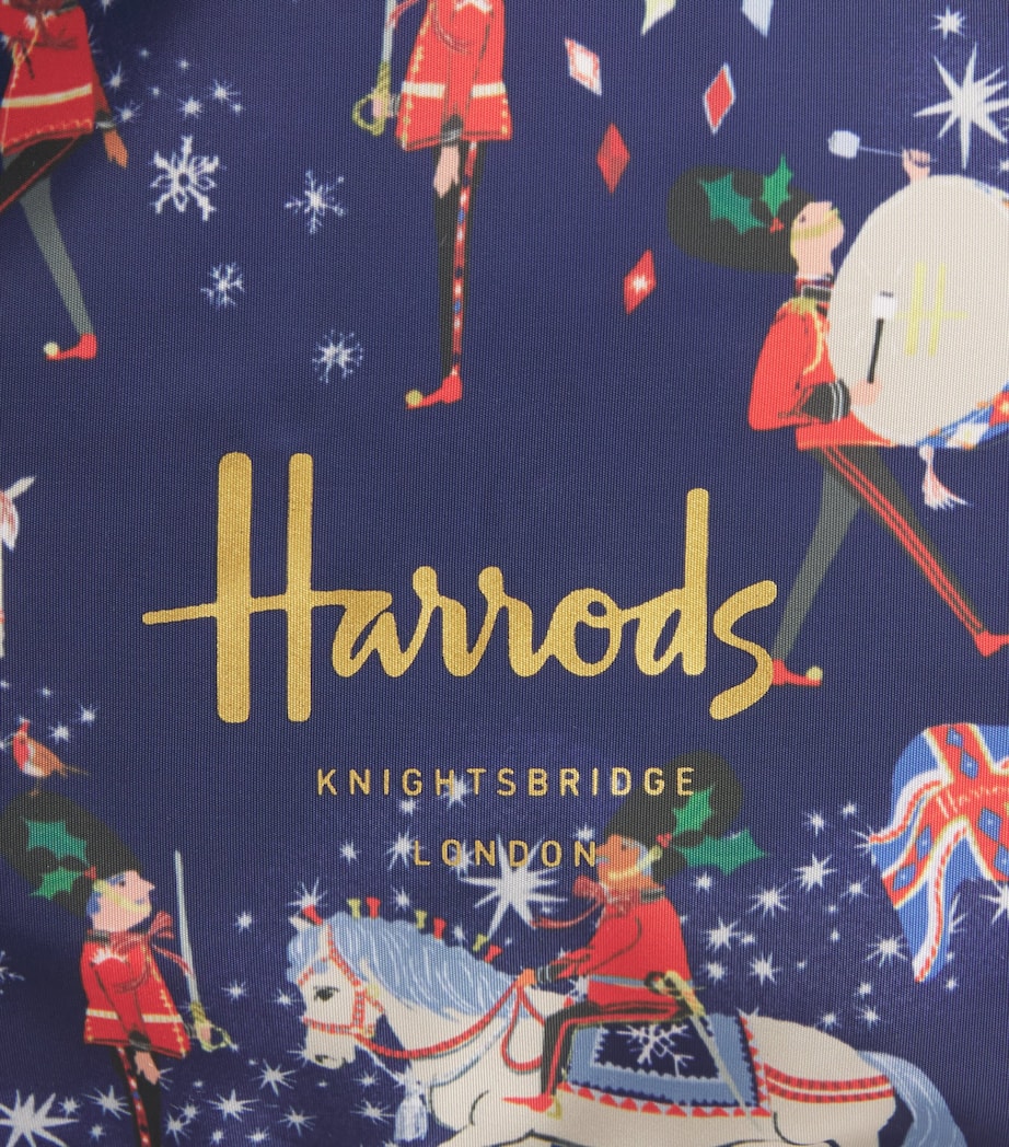 Harrods Christmas Carousel Pocket Shopper Bag Navy Image 3