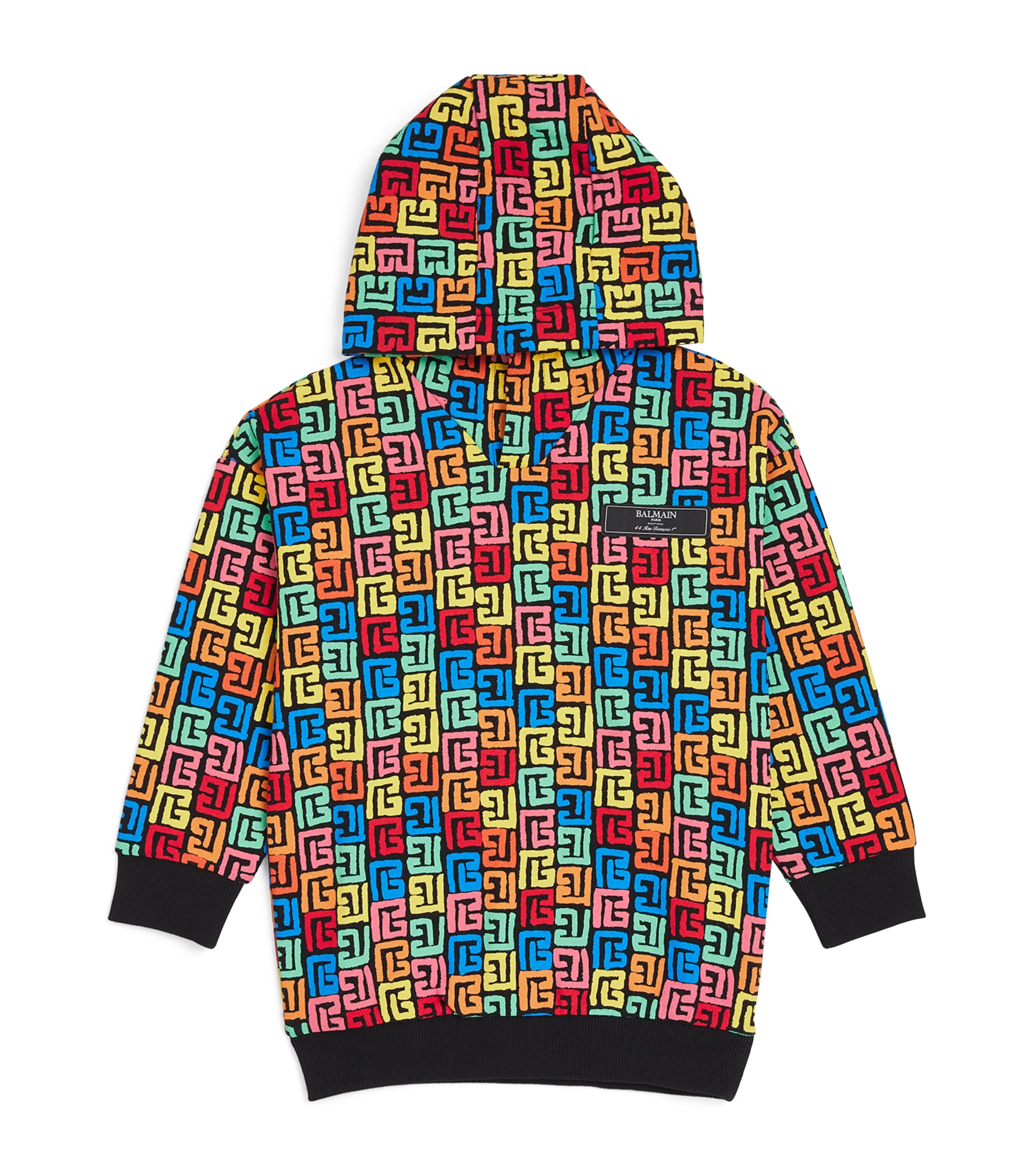 BALMAIN COTTON MONOGRAM HOODIE
