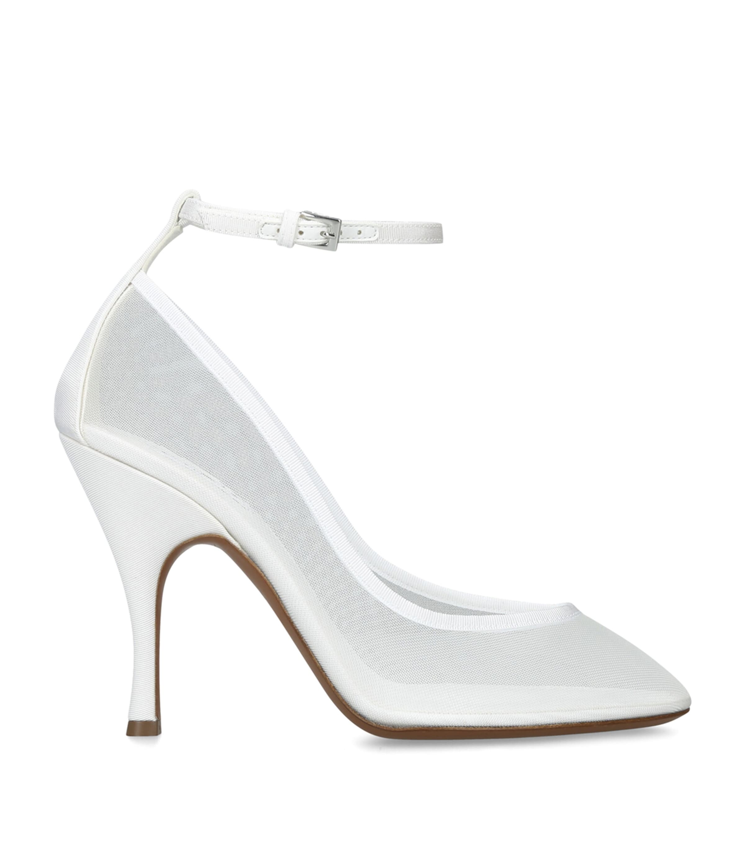 Alaïa Mesh Ankle-Strap Pumps 100 White Image 1