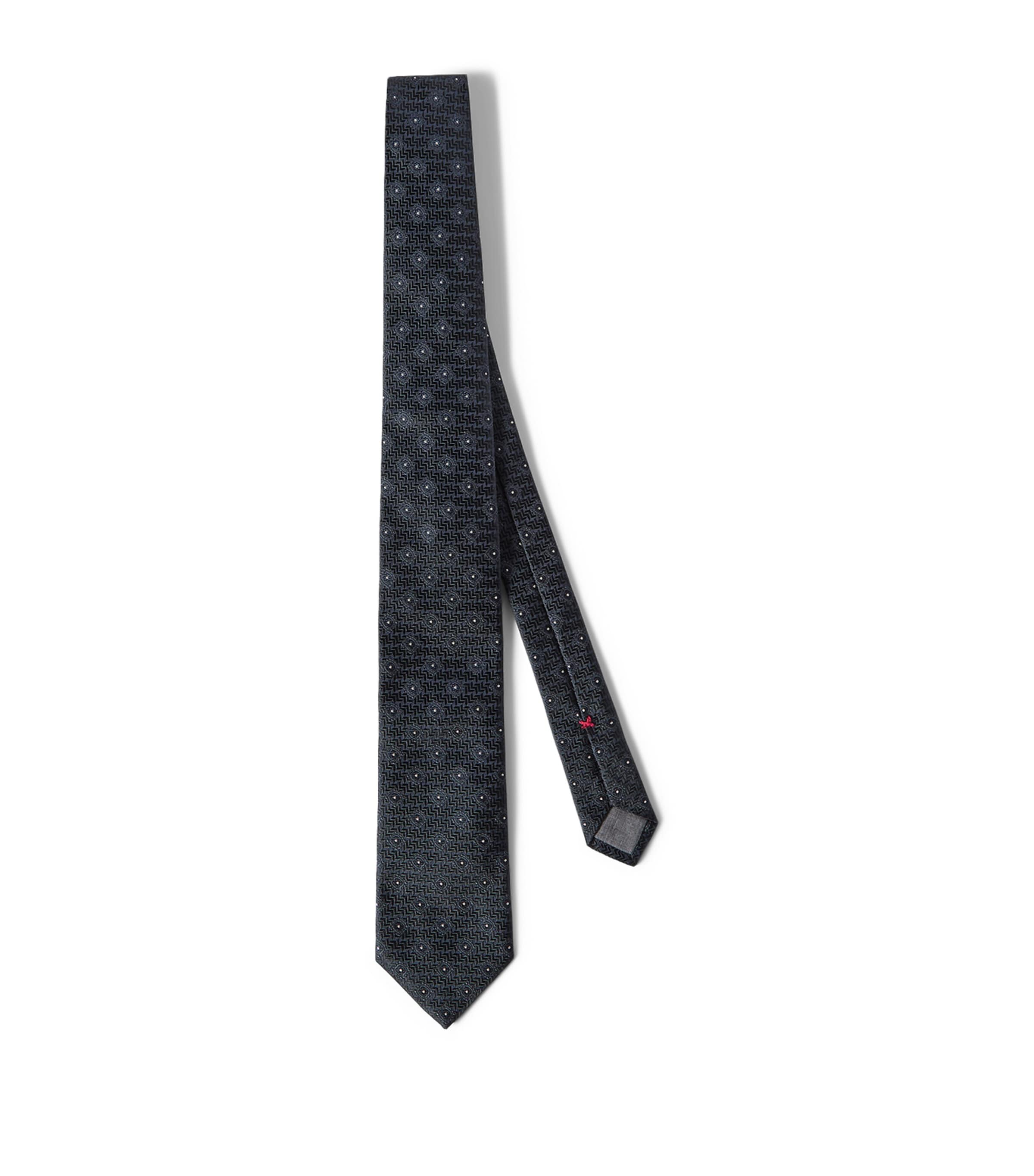 Brunello Cucinelli Silk Geometric Tie Image 1
