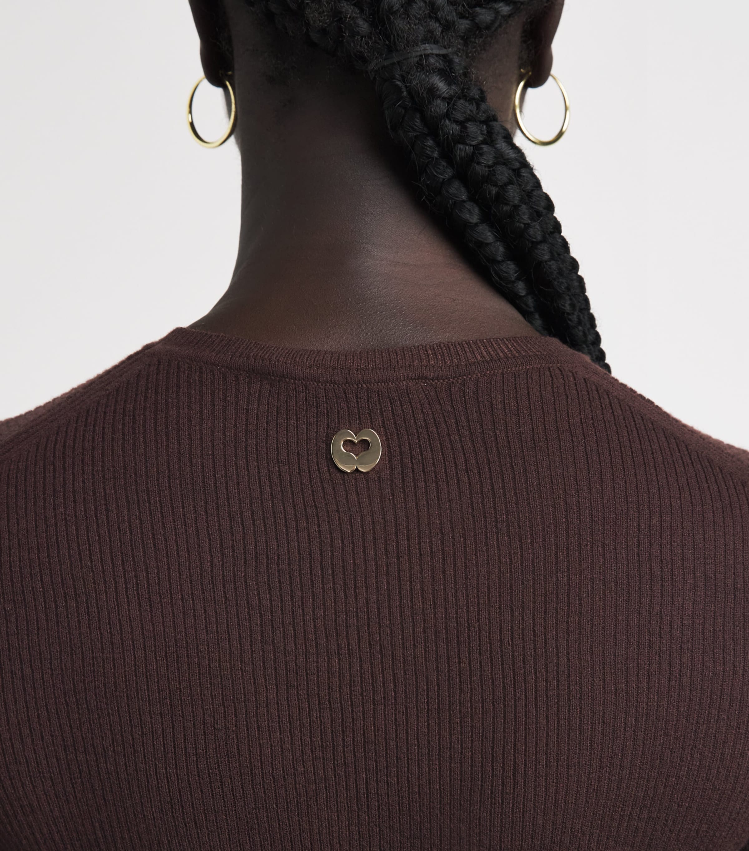 Maje Womens Wool-Silk Crew-Neck Sweater Dark Brown Image 3