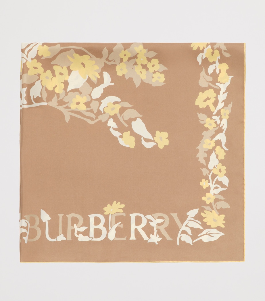 Burberry Silk Floral EKD Scarf Sand Image 2