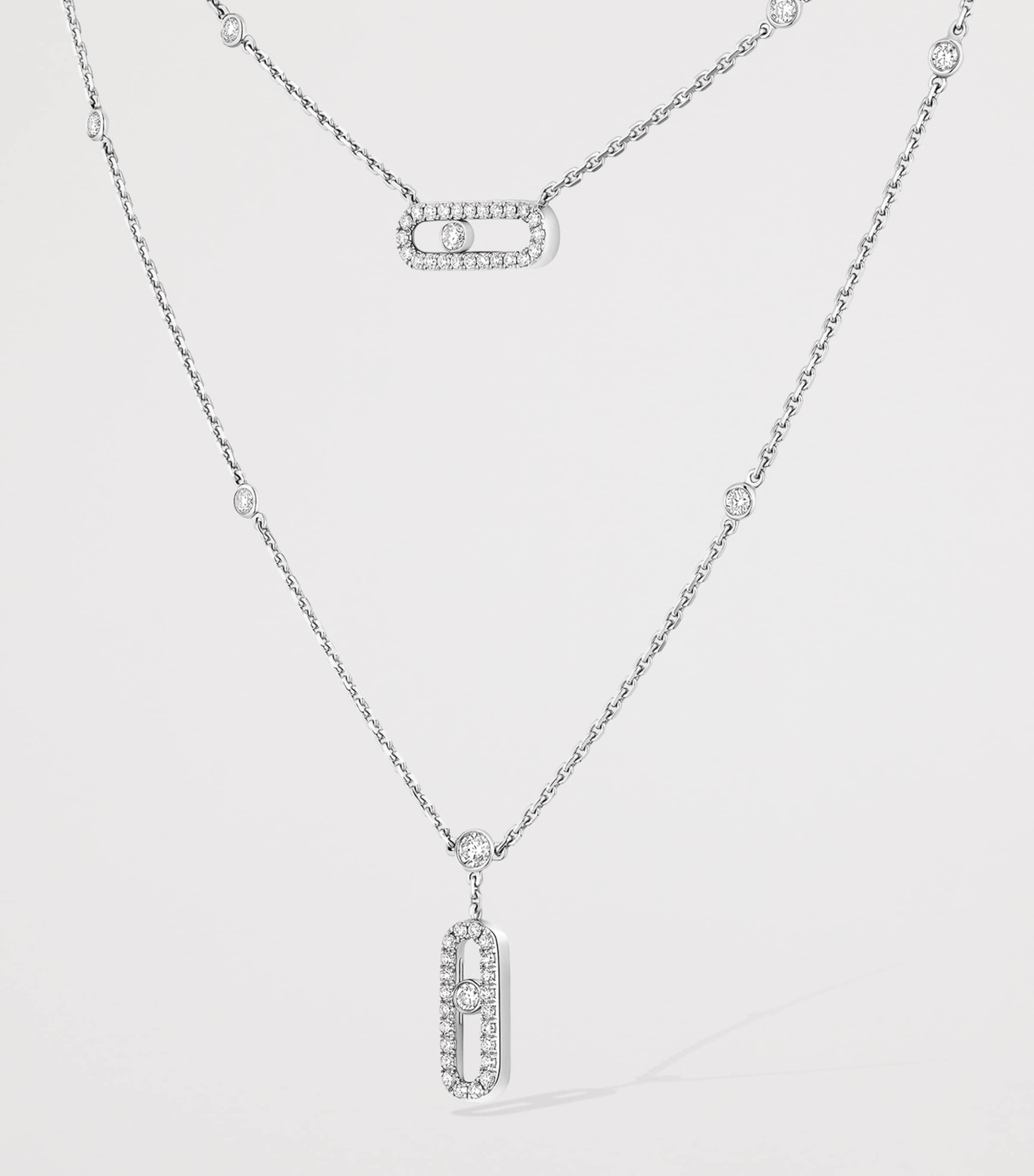Messika Move Uno White Gold and Diamond Pavé Necklace (0.60ct) White Gold Image 3