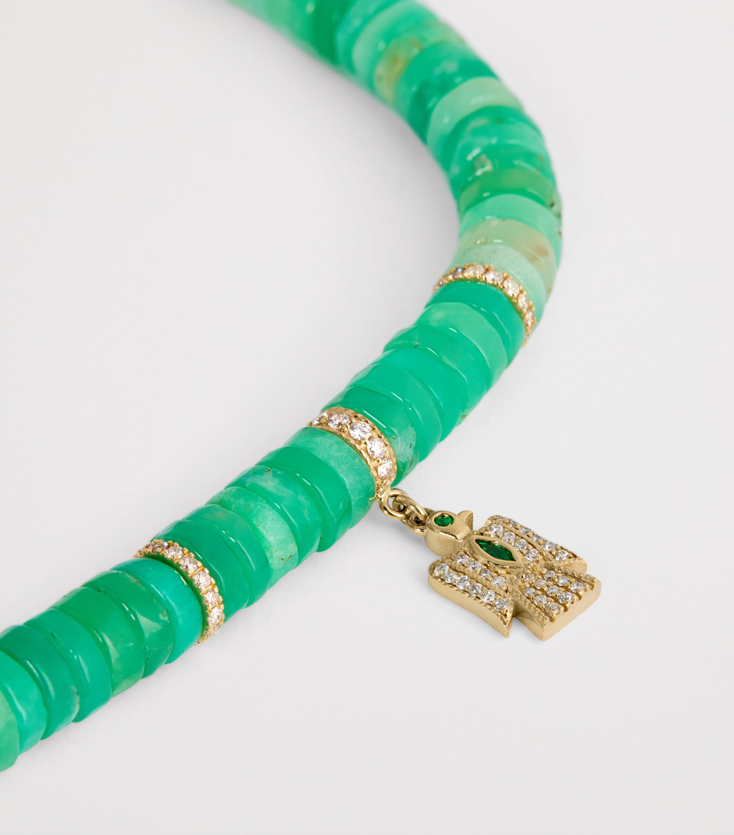 Yellow Gold and Emerald Thunderbird Beaded Necklace YELLOW GOLD Image 6