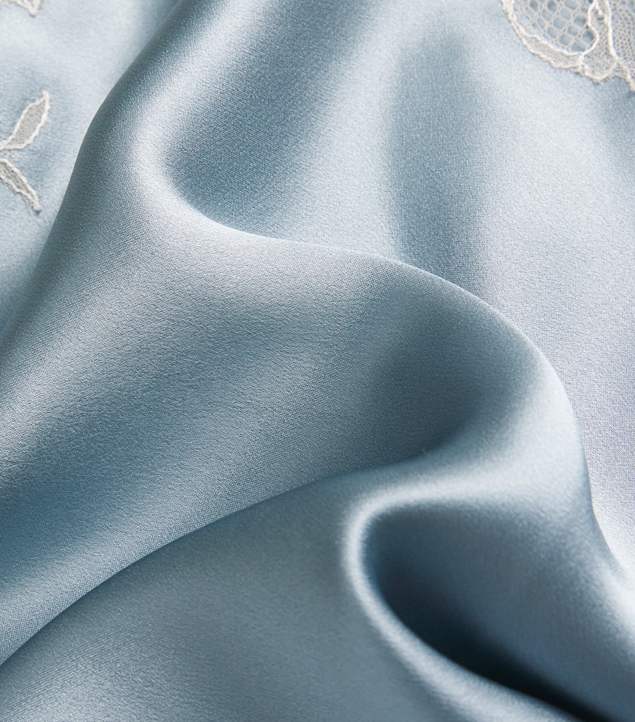 Silk Lace-Trim Short Slip Dress BLEU GIVRE/NACR Image 5