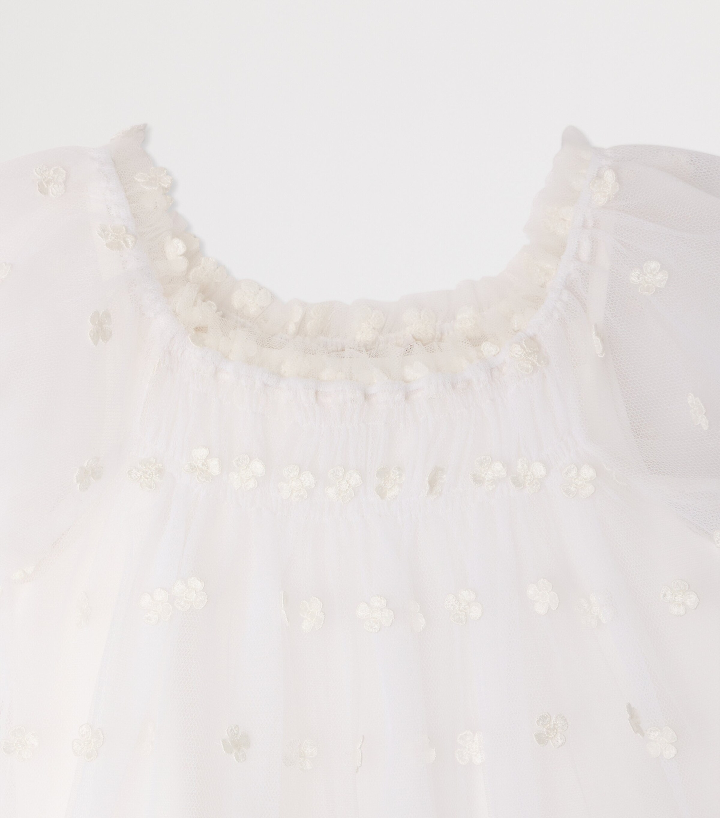 Bonpoint Cotton Embroidered Lisabeth Dress (10-14 Years) Blanc Naturel Image 3