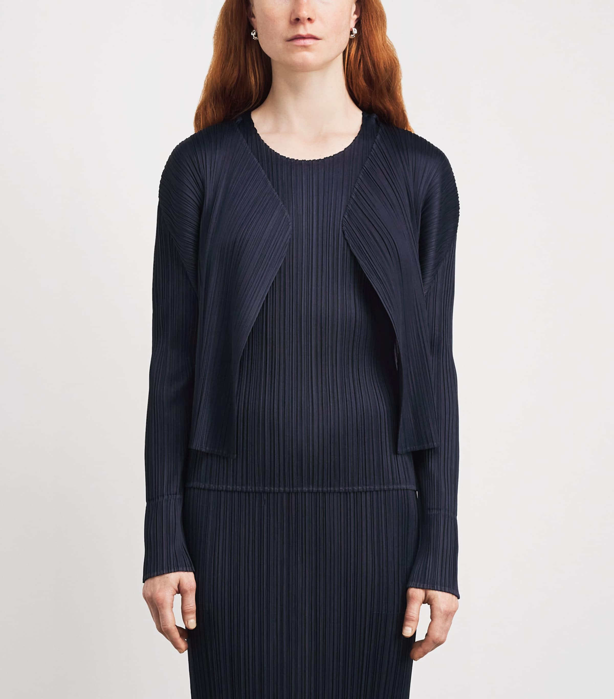 Pleats Please Issey Miyake Navy New Colorful Basics Cardigan