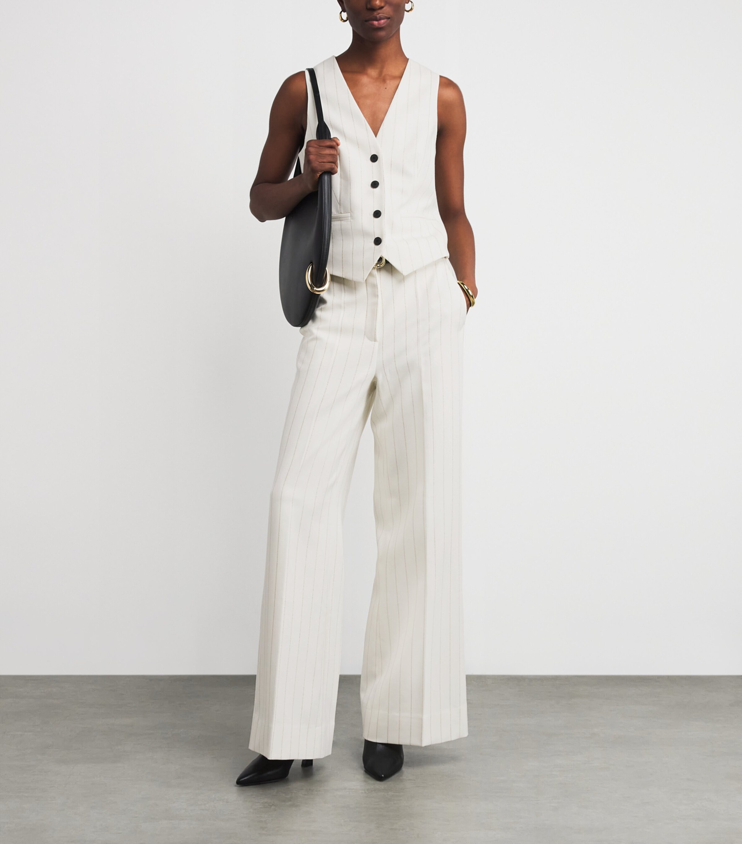 Metallic Pinstripe Waistcoat IVORY/GOLD Image 2