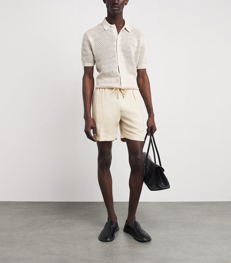 Ralph Lauren Purple Label Mens Silk-Linen Chino Shorts Limestone Image 2