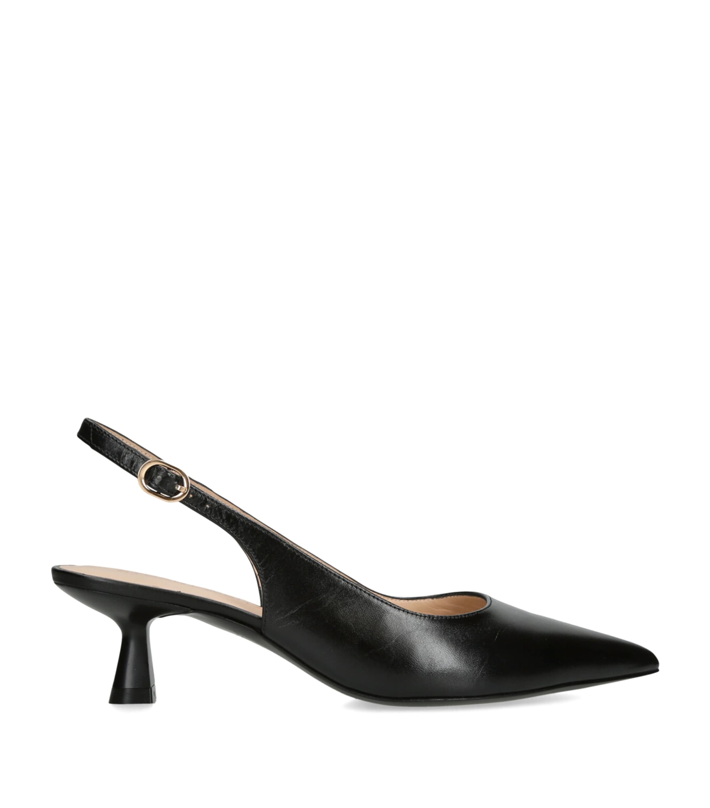 Leather Stuart Sculpt Slingback Pumps 50 BLACK Image 1