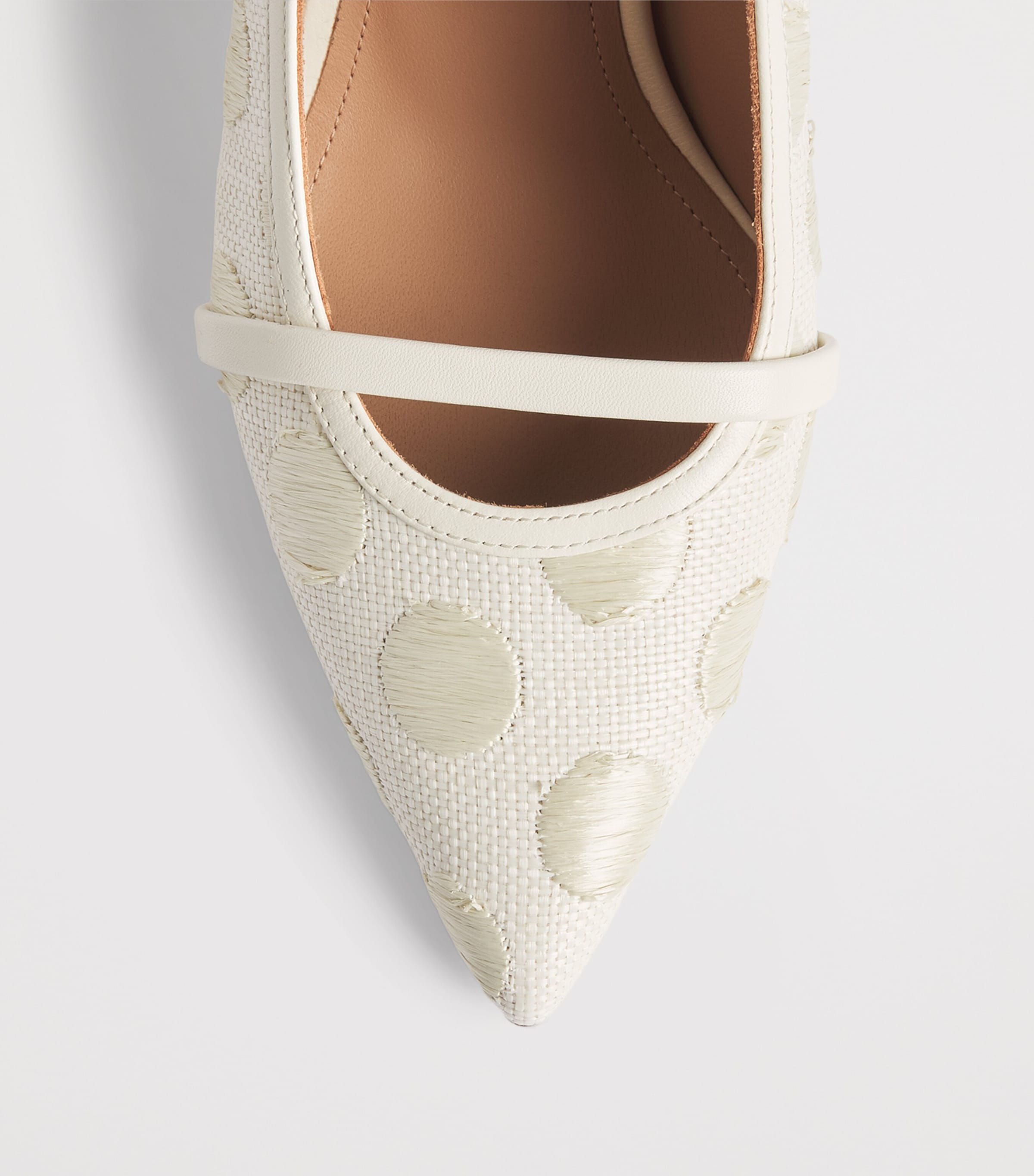 Malone Souliers Raffia-Leather Maureen Heeled Mules 70 Cream Image 6