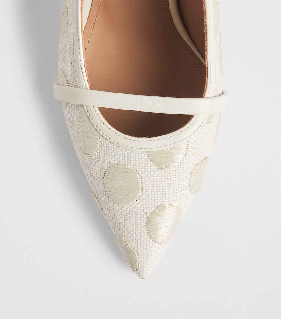 Malone Souliers Raffia-Leather Maureen Heeled Mules 70 Cream Image 6