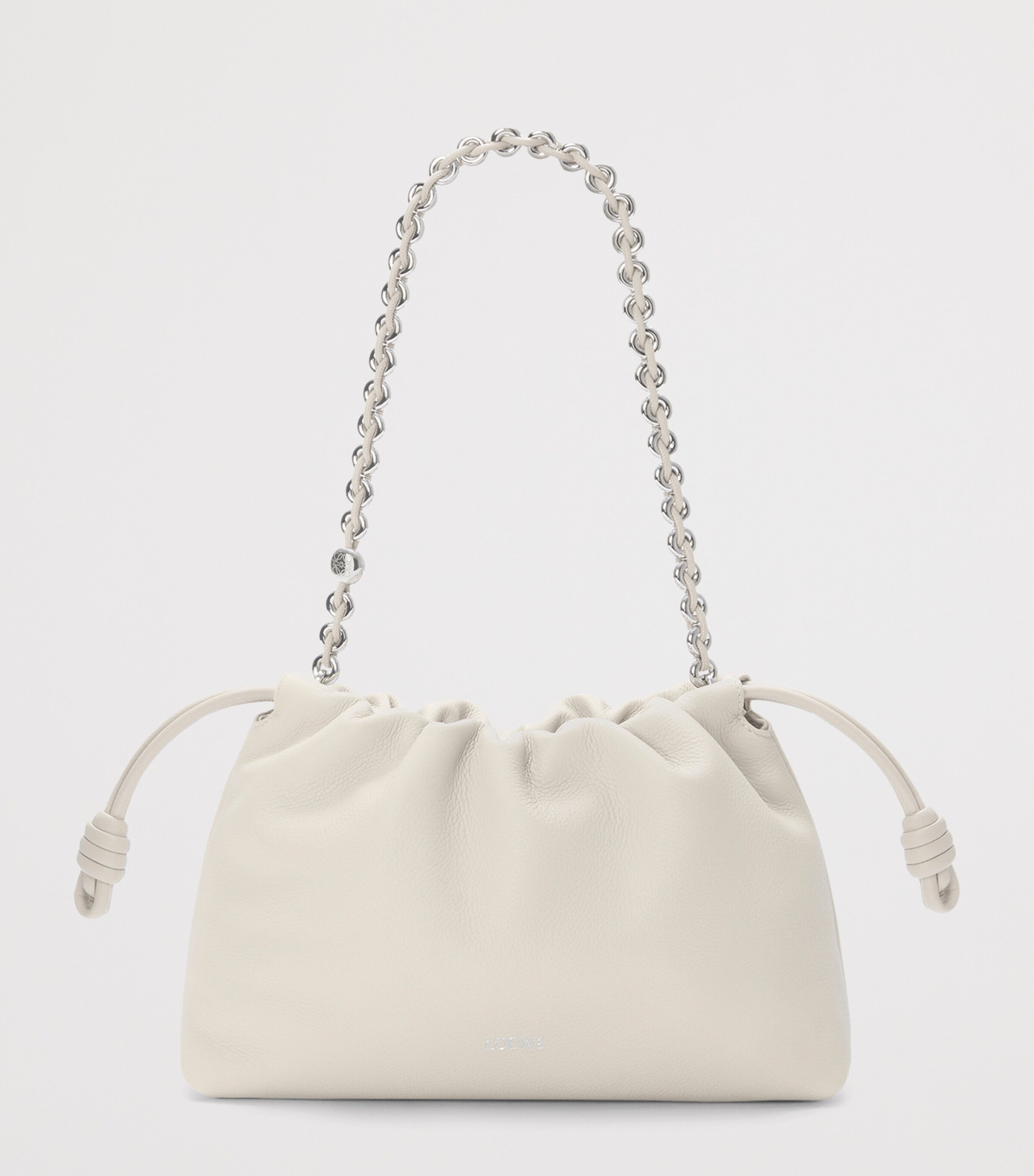 LOEWE Medium Leather Flamenco Purse Soft White Image 3