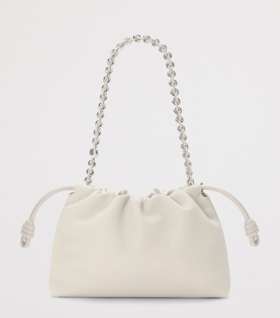 LOEWE Medium Leather Flamenco Purse Soft White Image 3