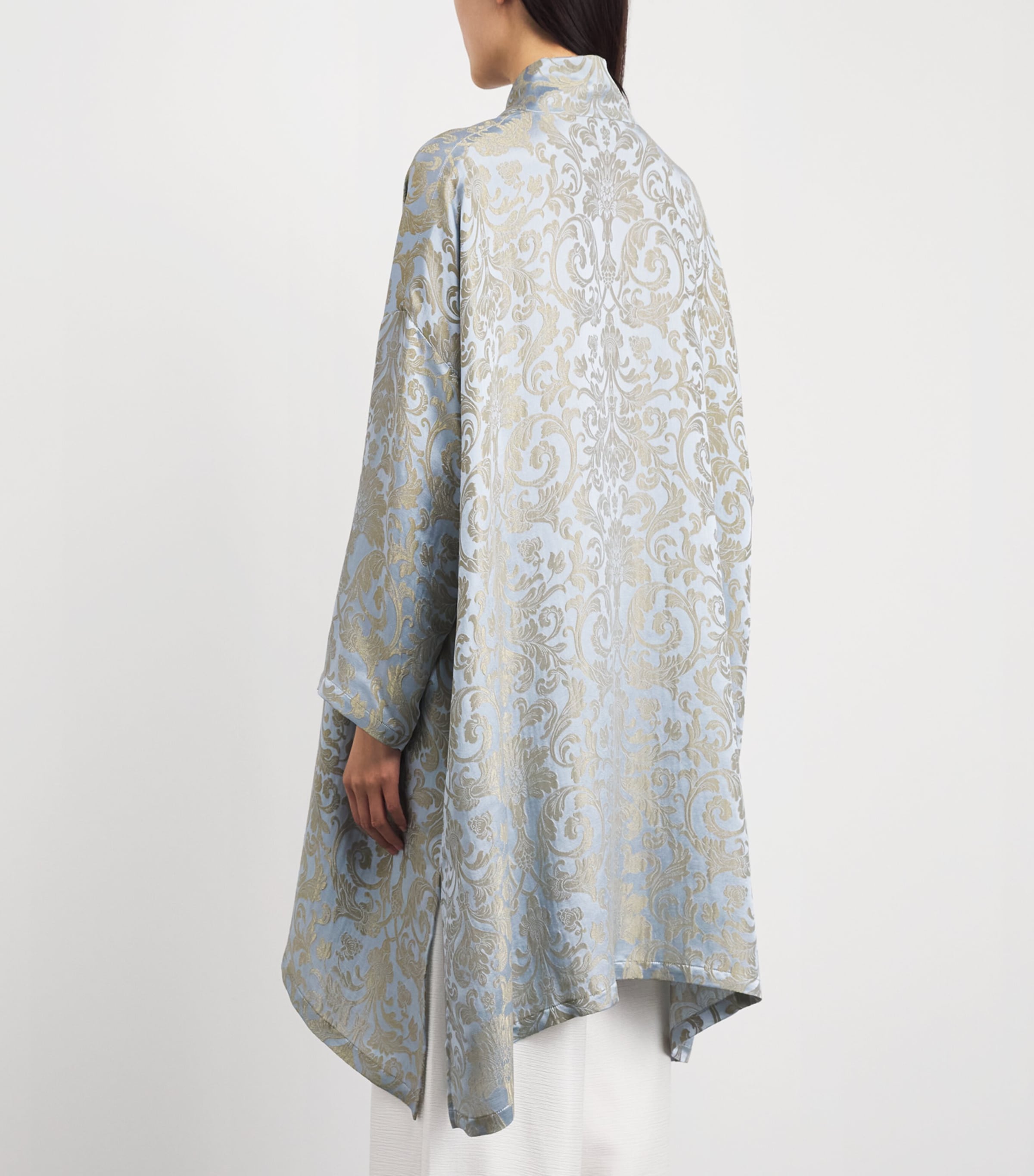 Eskandar Womens Jacquard Wide A-Line Shirt Brgtnbl Image 5