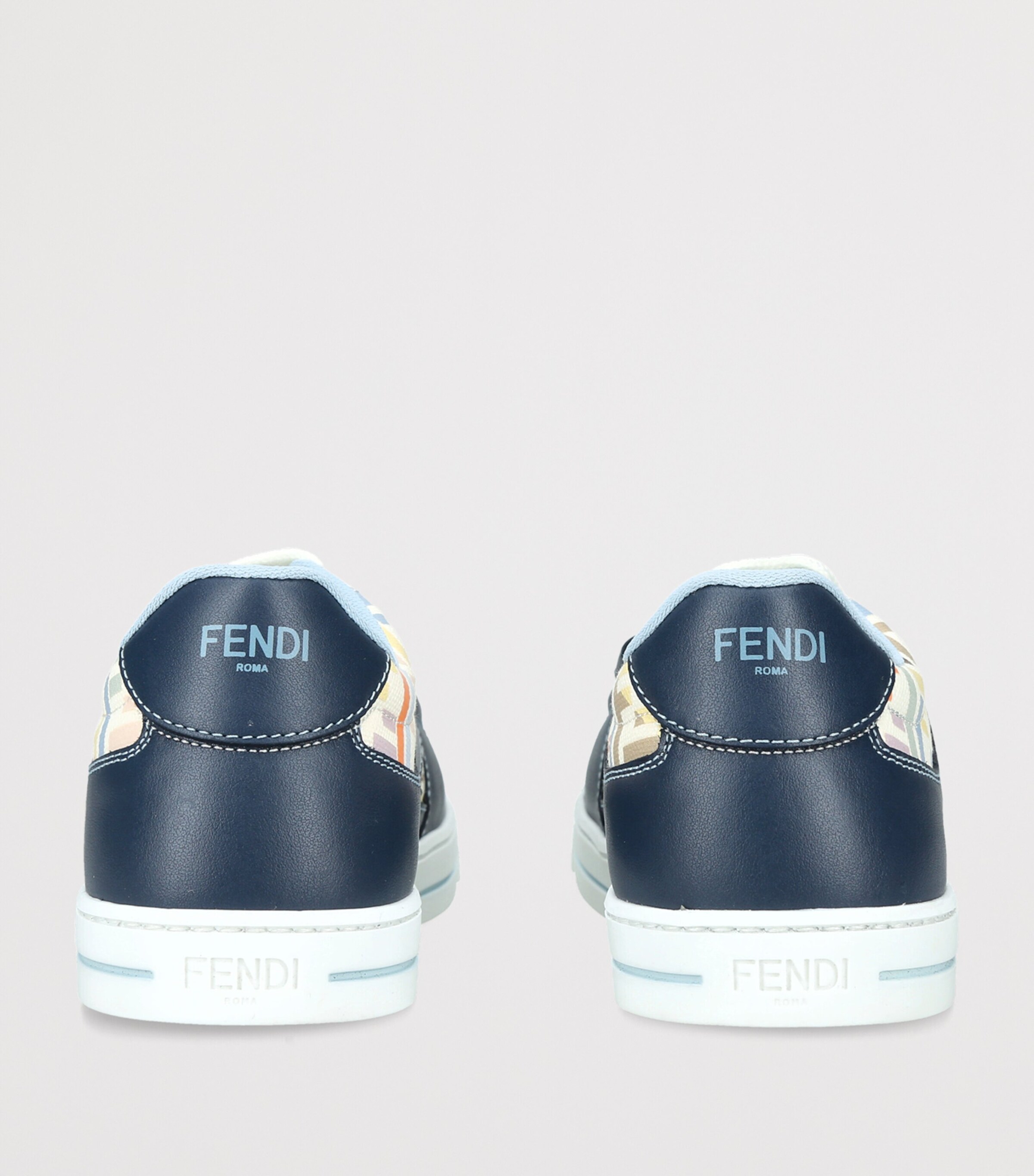 Fendi Kids Leather Logo Sneakers Blue Other Image 2