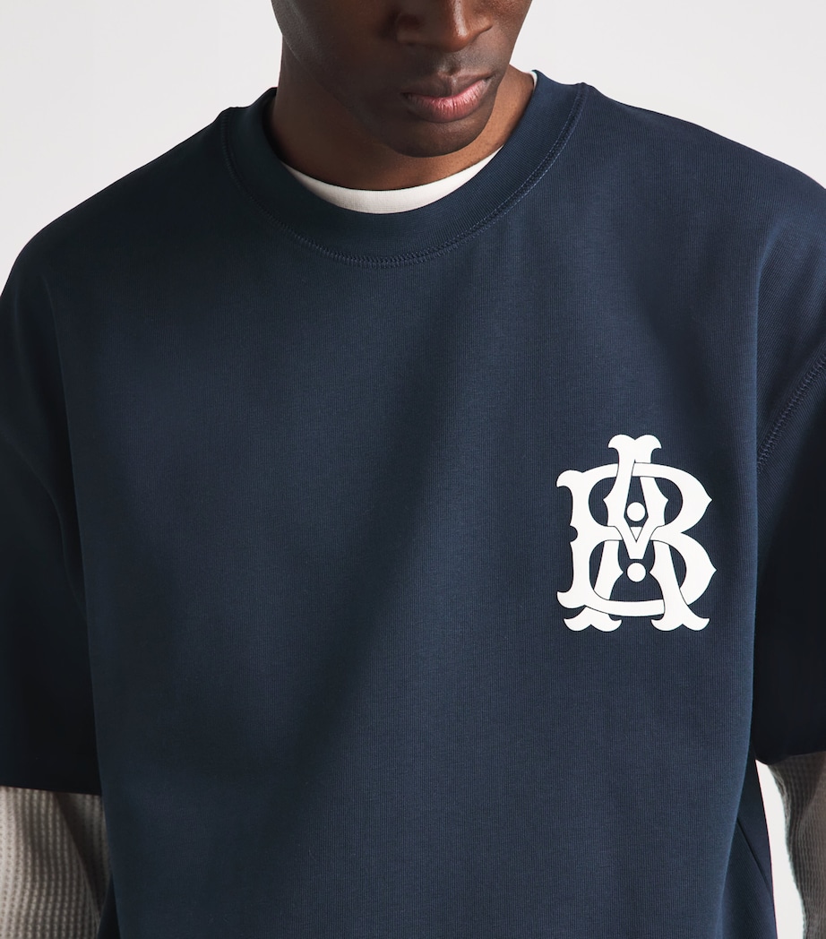 about:blank Mens Oversized Monogram T-Shirt Navy/ecru Image 3