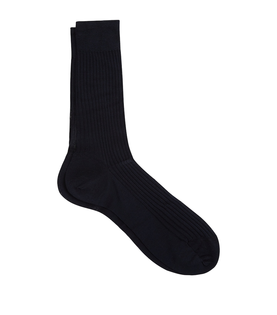 Egyptian Cotton Lisle Short Socks NAVY Image 1