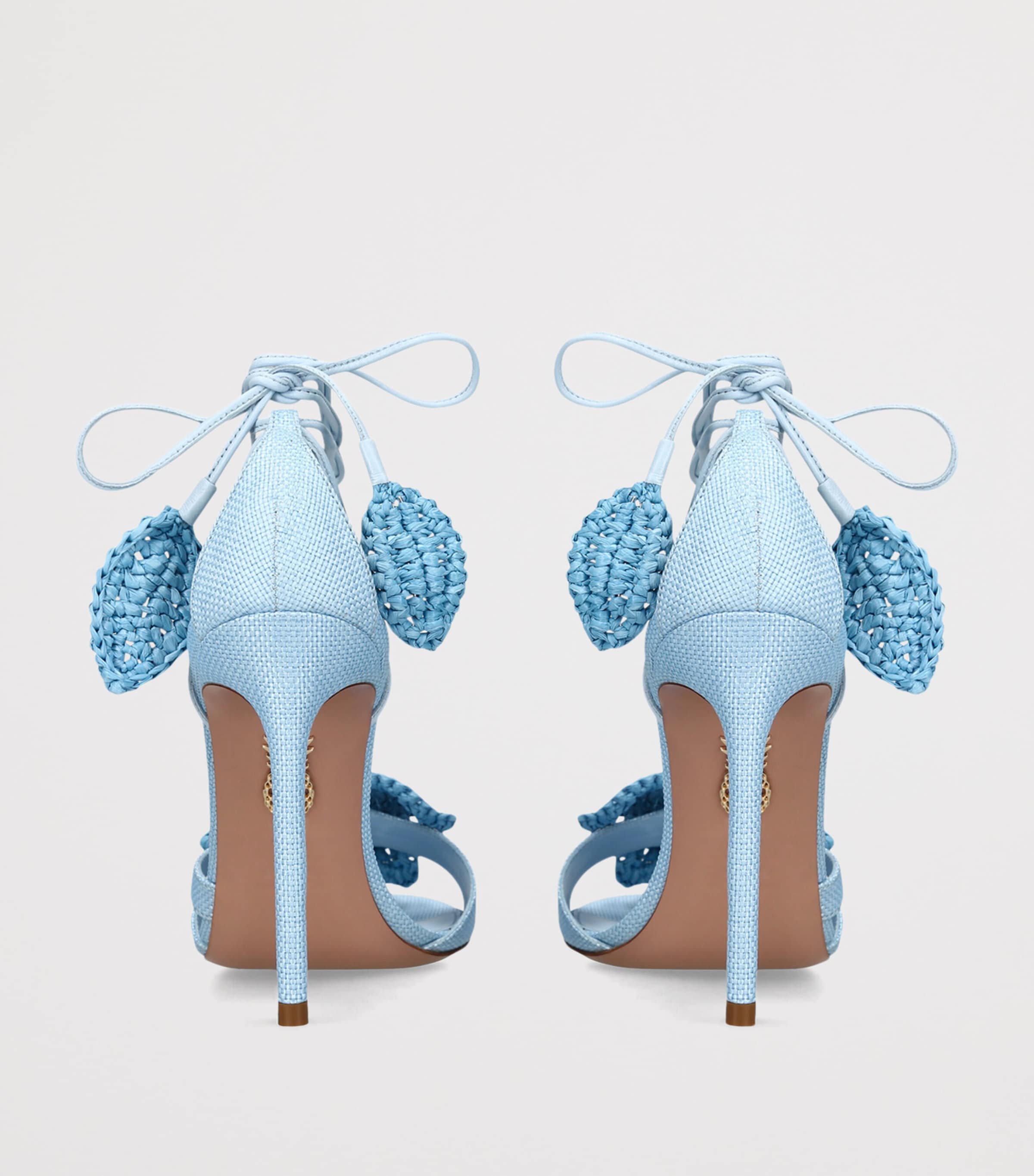 Aquazzura Raffia Calypso Heeled Sandals 105 Pale Blue Image 2