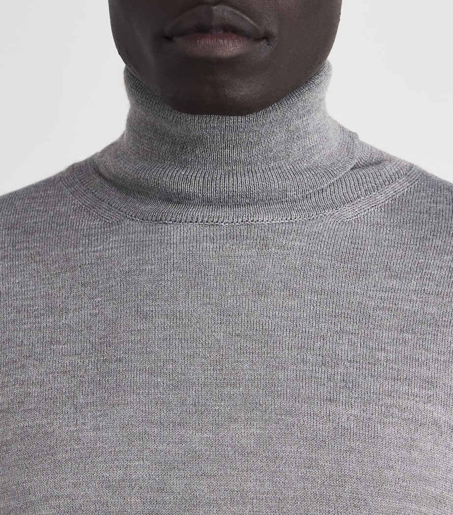 Virgin Wool-Blend Rollneck Sweater 816M - GREY MELANGE Image 6