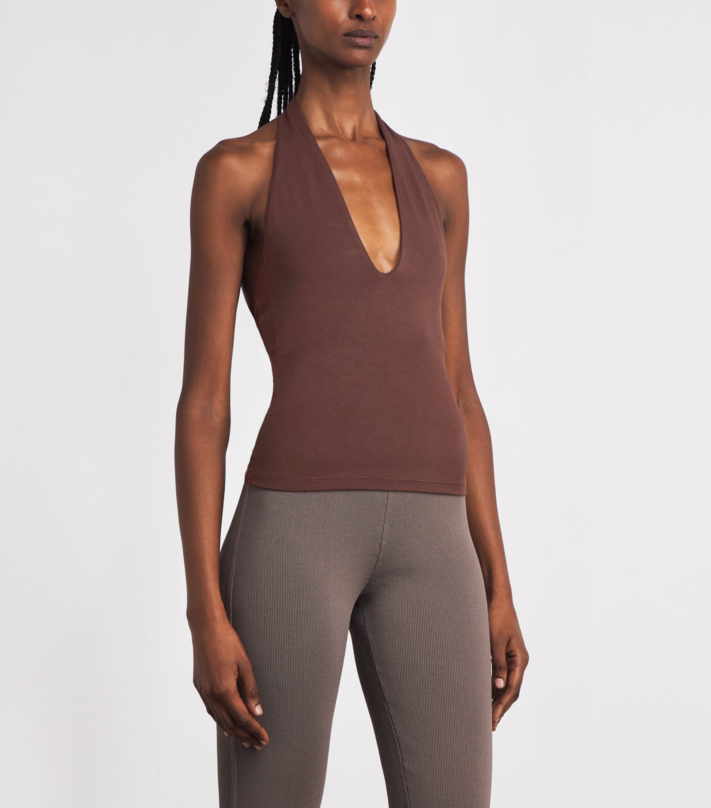 Skims Womens Smooth Layers Halterneck Top Cocoa Image 4