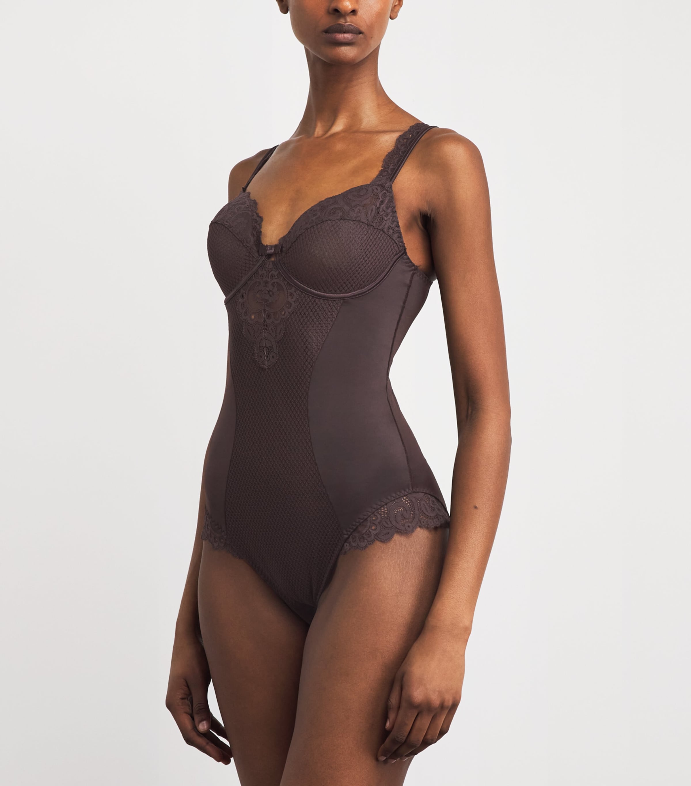 Maison Lejaby Womens Lace Gaby Underwired Bodysuit Cola Image 2