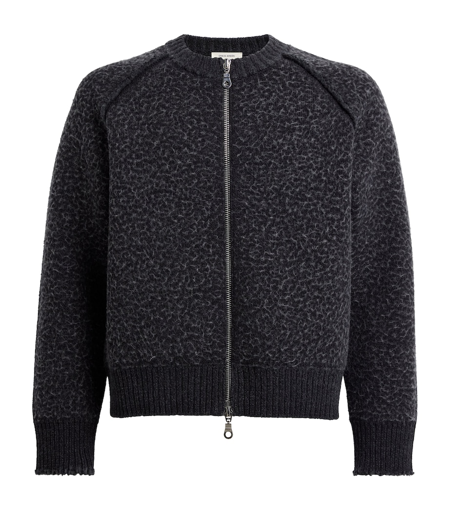 Craig Green Mens Wool-Blend Zip-Up Sweater Black/ Dark Grey Image 1