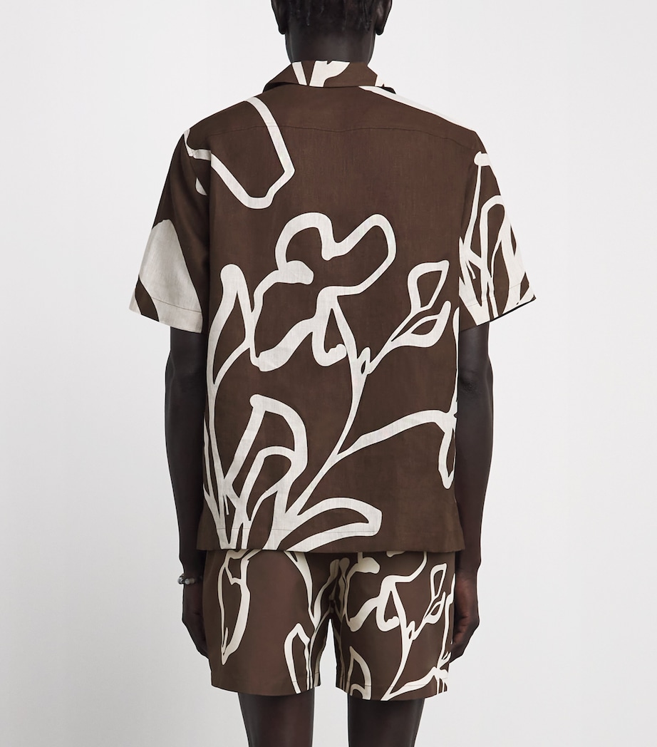 Frescobol Carioca Mens Linen Floral Roberto Shirt Cacao Image 5