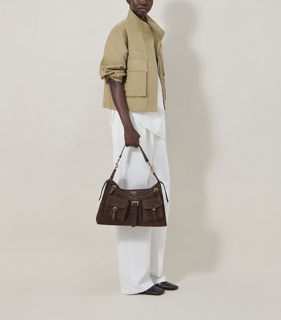 Suede Roxanne Shoulder Bag CHOCOLATE Image 4