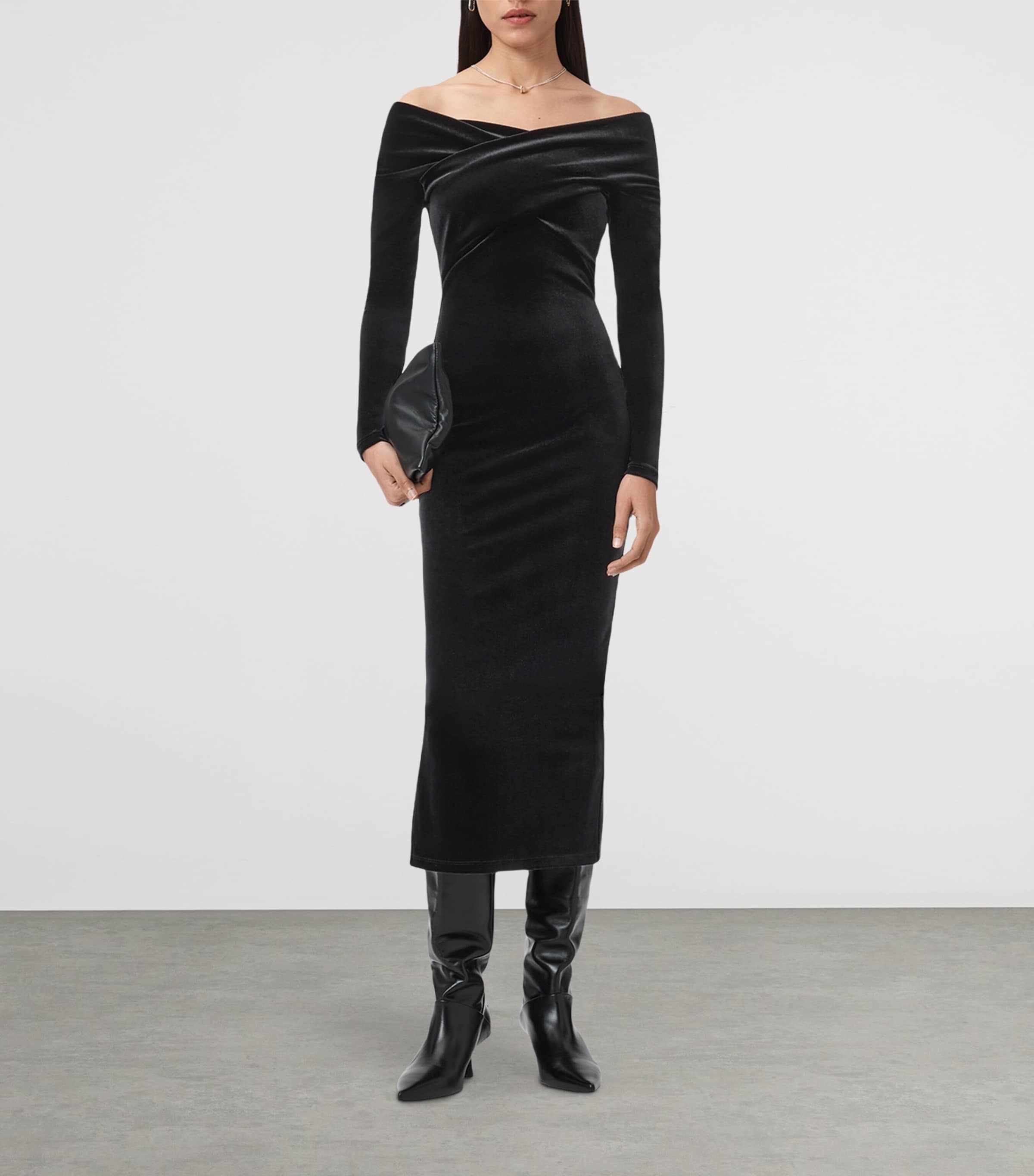 Velvet Delta Midi Dress BLACK Image 3