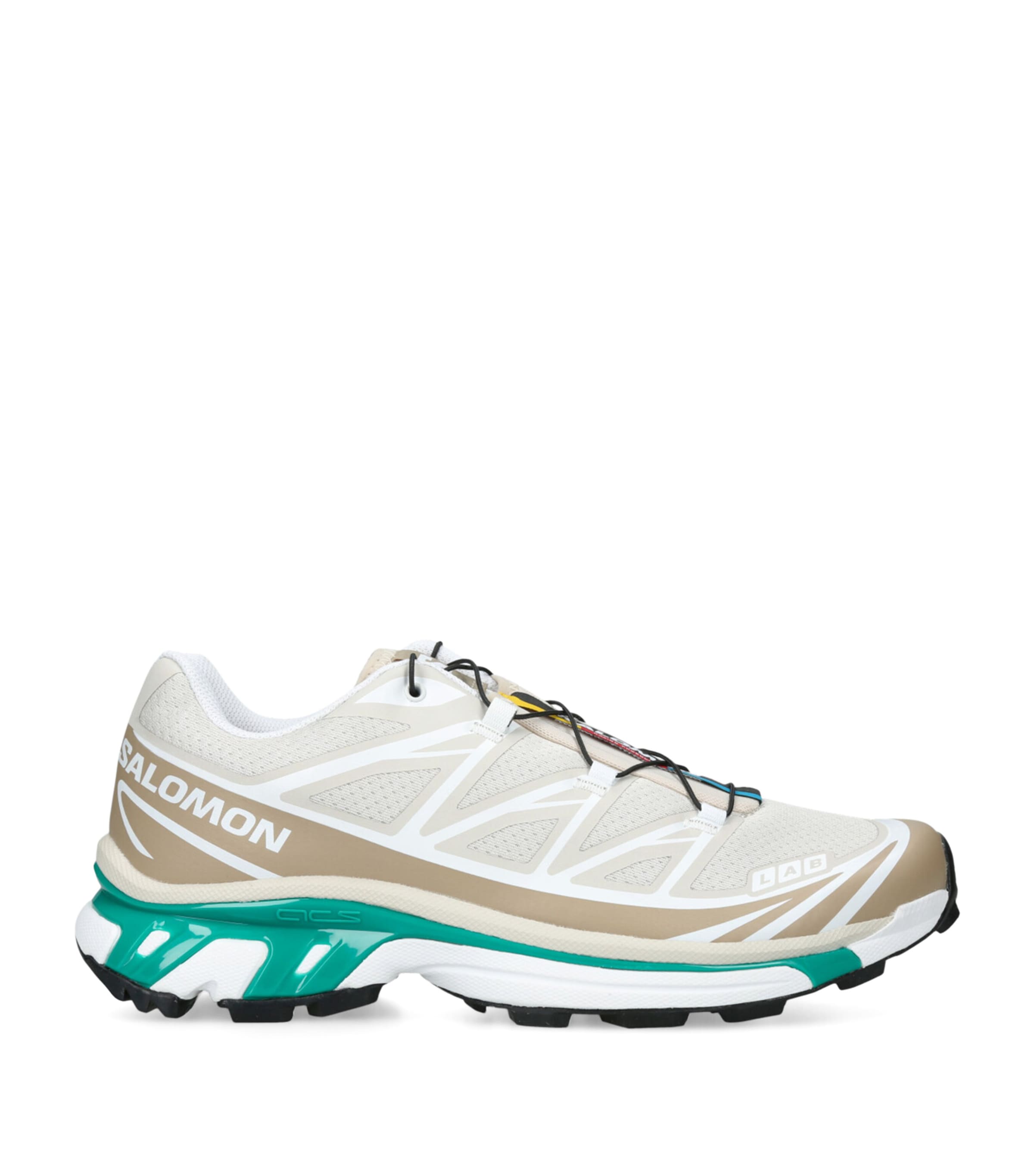 Salomon Streamlined Beige And Off-white Sneakers With Quick-lace System In White